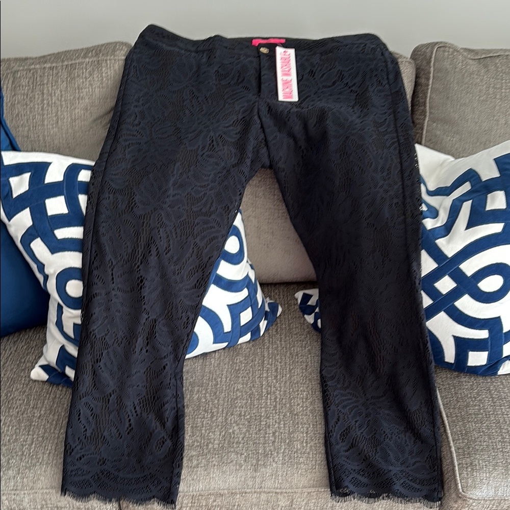 NWT Lilly Pulitzer Black Lace Pants Sz 16